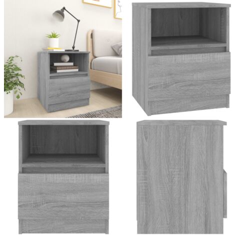 Nachttisch Grau Sonoma 40x40x50 cm Holzwerkstoff - Holz Nachttisch - Nachttisch mit Fach