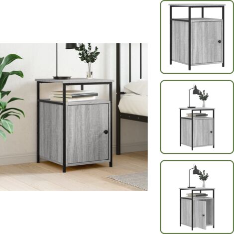 Nachttisch Grau Sonoma 40x42x60 cm Holzwerkstoff - Nachttisch - Grau - Holzmöbel - Esszimmer - Wohnzimmer