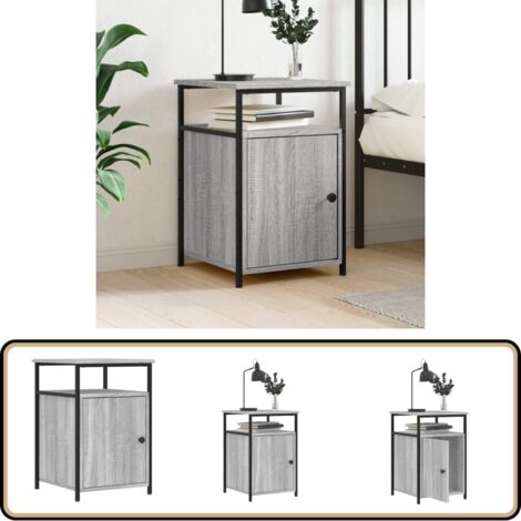 Nachttisch Grau Sonoma 40x42x60 cm Holzwerkstoff - Nachttisch - Grau - Holzmöbel - Esszimmer - Wohnzimmer