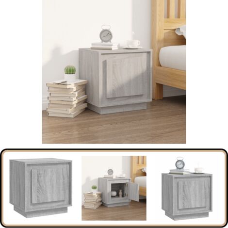 Nachttisch Grau Sonoma 44x35x45 cm Holzwerkstoff - Nachttisch - Grau - Moderner Nachttisch - Holzwerkstoff - Schubladen