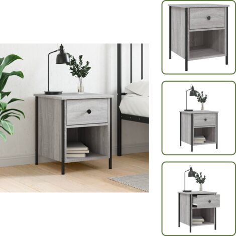 Nachttisch Grau Sonoma-Eiche 40x42x50 cm Holzwerkstoff - Nachttisch - Grau - Holzmöbel - Esszimmer - Wohnzimmer