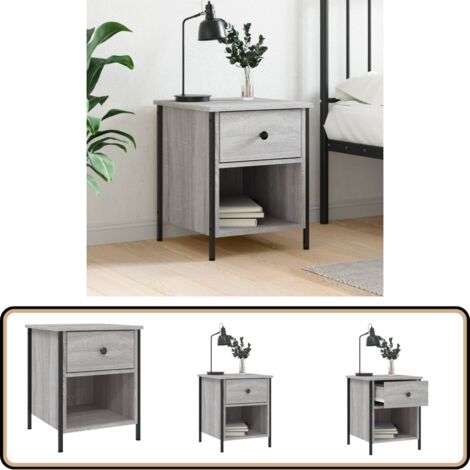 Nachttisch Grau Sonoma-Eiche 40x42x50 cm Holzwerkstoff - Nachttisch - Grau - Holzmöbel - Esszimmer - Wohnzimmer