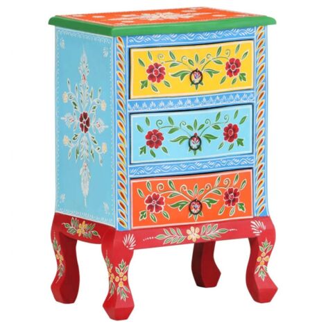 Nachttisch Handbemalt 40x30x60 cm Mango Massivholz vidaXL