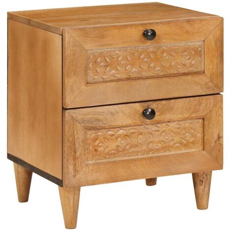 Nachttisch Hellbraun 40 x 33 x 46 cm massives Mangoholz vidaXL