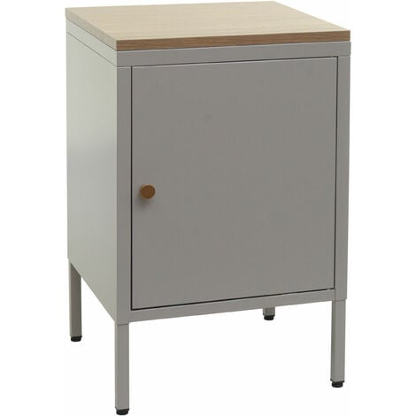 Nachttisch HHG-923, Nachtschrank Kommode Beistelltisch Schrank, Metall 63x40x40cm, Melaminbeschichtet grau