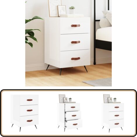 Nachttisch Hochglanz-Weiß 40x40x66 cm Holzwerkstoff - Nachtisch - Wohnzimmermöbel - Holznachtisch - Weißer Nachttisch - Modernes Design