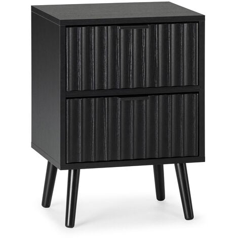 VS VENTA-STOCK Nachttisch Lluvia 2 Schubladen, Schwarz