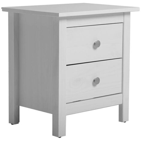 Nachttisch. MARENA 2 Schubladen weiß. Länge 46 cm. Tiefe 35 cm und Höhe 49 cm