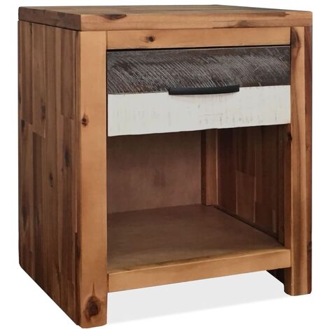 1/2x Nachttisch Akazienholz Nachtschrank Nachtkonsole Nachtkommode