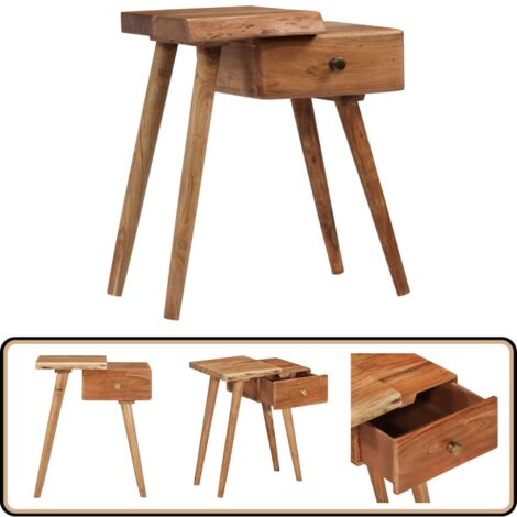 Nachttisch Massivholz Akazie 45x32x55 cm - Nachttisch - Holznachtisch - Akasienholz - Vintage Stil - Landhaus Stil