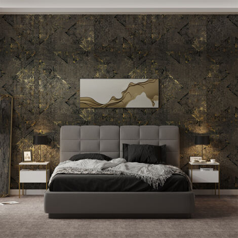 Nachttisch Mira, Weiß/Gold, 40 x 50 cm 2er Set, Vicco
