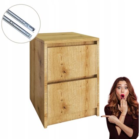 Nachttisch mit 2 Schubladen  Evoke Coastal Oak  Grifflos 41x52,2x43cm