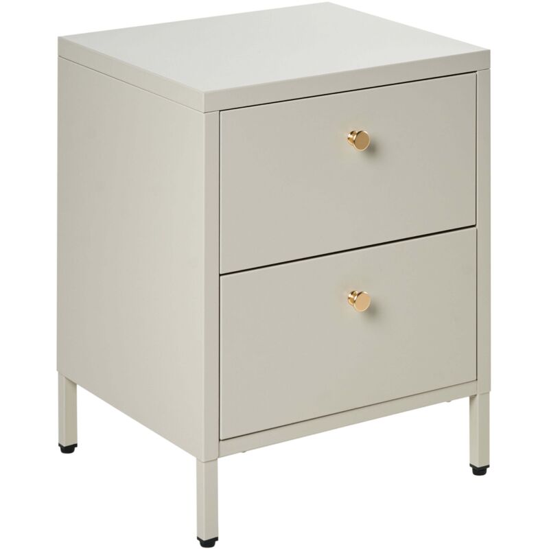 Beliani Nachttisch Mit 2 Schubladen Kylea Metall Beige
