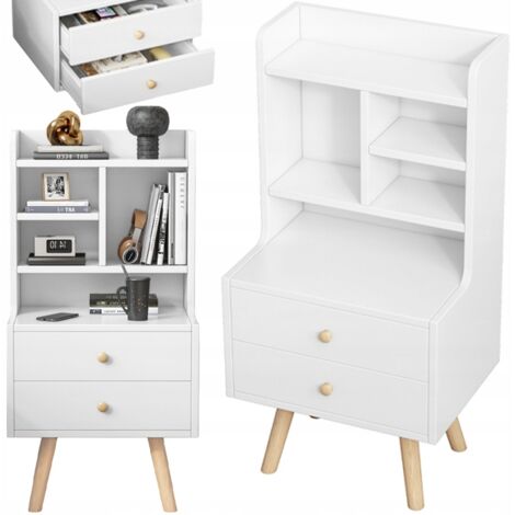 Nachttisch mit 2 Schubladen, skandinavisches Regal für Schlafzimmer oder Wohnzimmer, 81 cm
