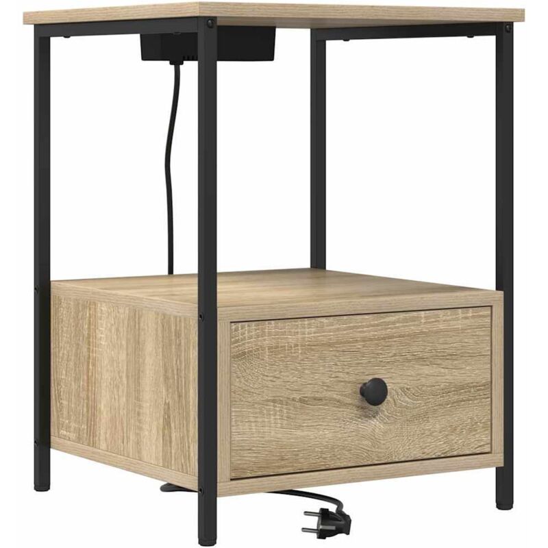 Vidaxl Braun Nachttisch Mit Ladestation Sonoma Eiche Holzwerkstoff
