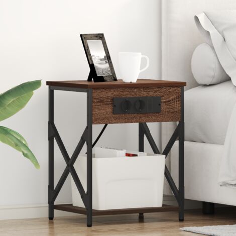 Nachttisch mit Ladestation Braune Eiche 41 x 31 x 51 cm vidaXL