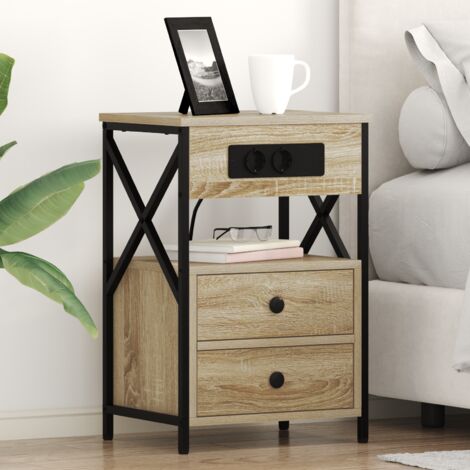 Nachttisch mit Ladestation Sonoma Eiche 40 x 31 x 60 cm vidaXL