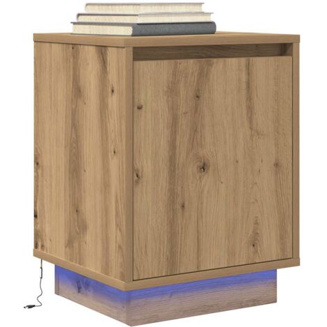 Nachttisch mit LED-Leuchten Artisan-Eiche 38x34x50 cm vidaXL
