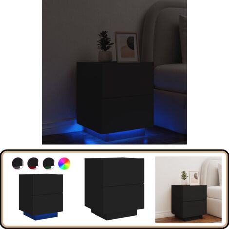 Nachttisch mit LED-Leuchten Schwarz Holzwerkstoff - Nachttisch - Wohnzimmer - Schlafzimmereinrichtung - Holzwerkstoff - Schwarz
