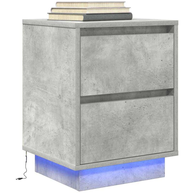 Nachttisch Mit Led-leuchten Betongrau 38x34x50 Cm Vidaxl
