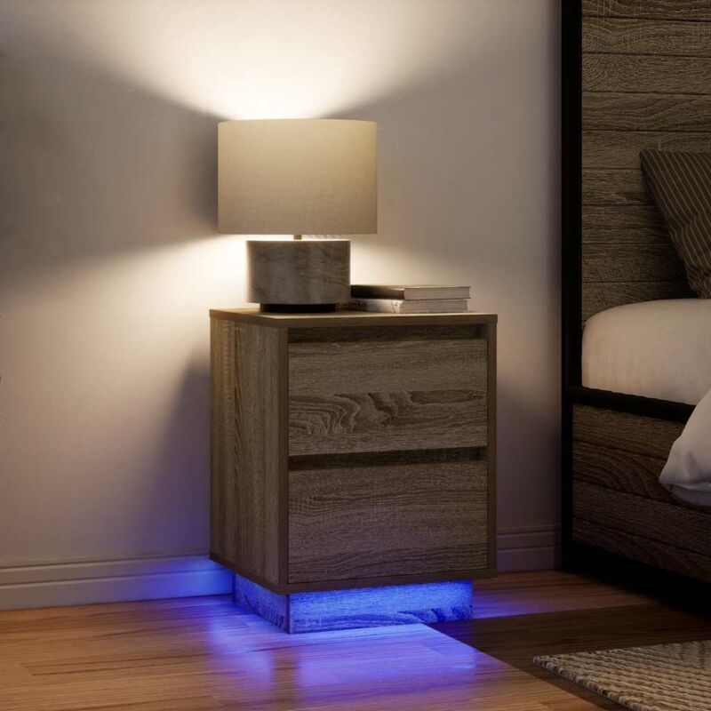 Nachttische Mit Led-leuchten 2 Stk. Sonoma-eiche 38x34x50 Cm - Vidaxl