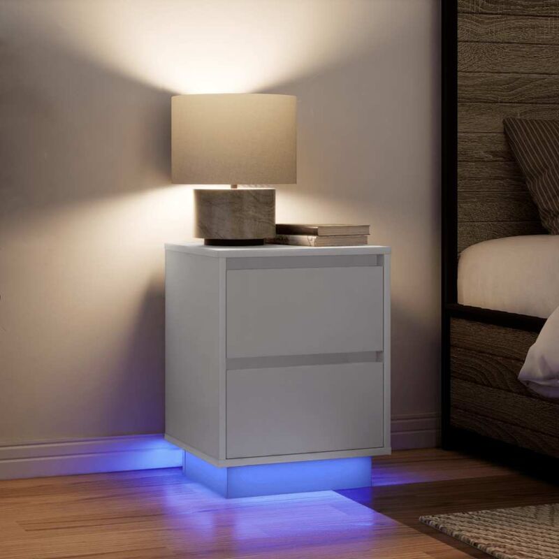 Vidaxl Nachttische Mit Led-leuchten 2 Stk. Weiß 38x34x50 Cm