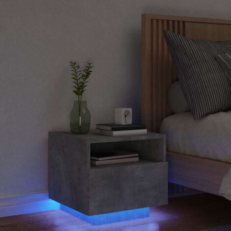 Nachttisch mit LED-Lichtern Beton Grau 40x39x37 cm
