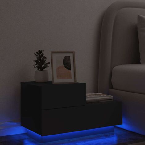 Nachttisch mit LED-Lichtern schwarz 70x36x40,5 cm