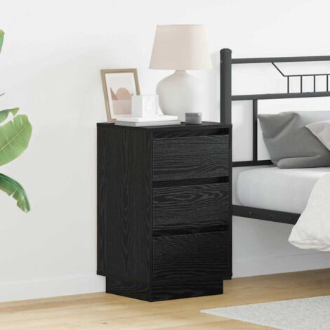 Nachttisch mit LED Schwarze Eiche 39x34,5x65 cm Holzwerkstoff vidaXL256548