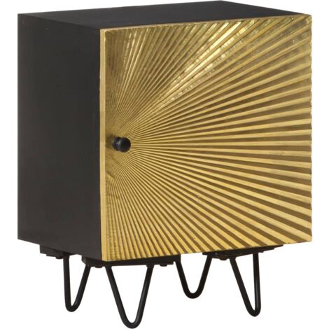 Nachttisch mit Messingfront 40x30x50 cm Massivholz Mango vidaXL - Gold