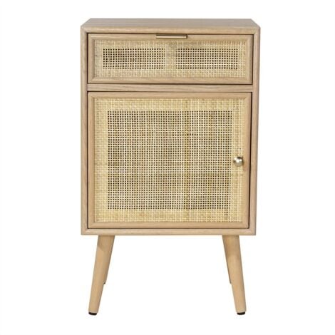 CALICOSY Nachttisch mit natürlichem Rattangeflecht - MIYA
