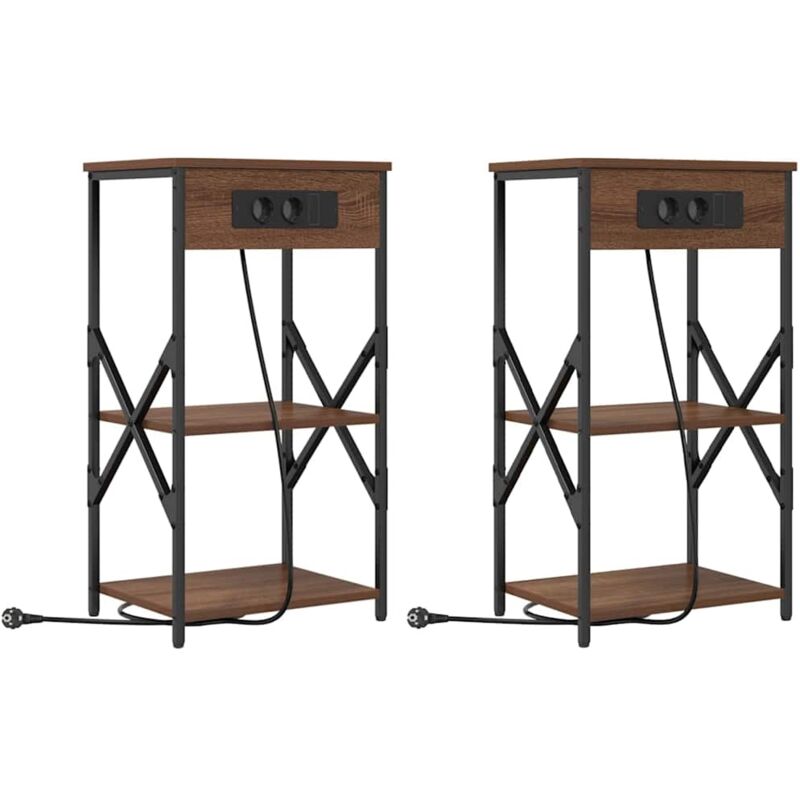 Nachttische 2 Pcs Braune Eiche 41 X 31 X 76 Cm Holzwerkstoff Vidaxl