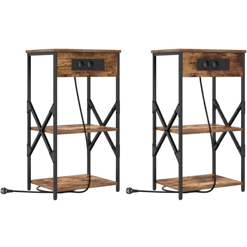 Nachttische 2 Pcs Räuchereiche 41 X 31 X 76 Cm Holzwerkstoff Vidaxl