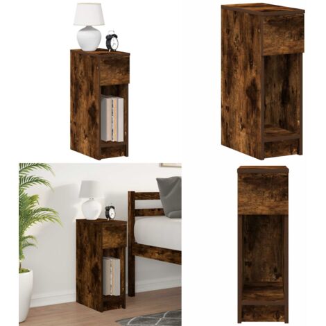 Nachttisch mit Schublade Räuchereiche 20x36x60 cm - Holz Nachttisch - Nachttisch mit Schublade