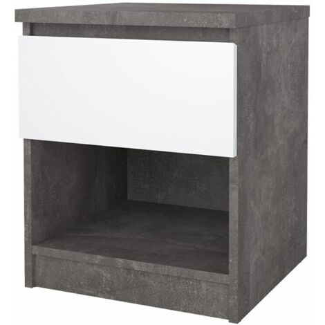 Nachttisch mit Schublade Schlafzimmer weiß grau 40,40 x 40 x 49,5 h