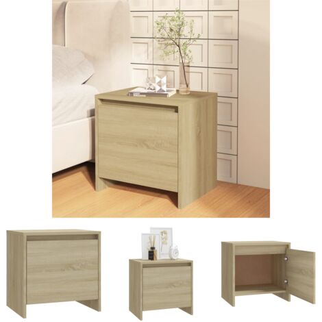 Nachttisch mit Tür - vidaXL Nachttisch Sonoma-Eiche 45x34x44,5 cm Holzwerkstoff - Stauraum Nachttisch