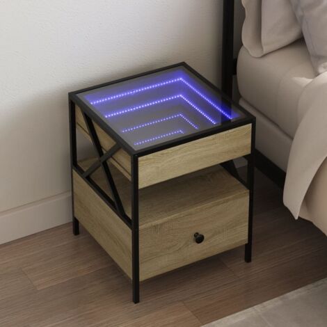 Nachttisch mit unendlicher LED Eiche Sonoma 40x40x51 cm