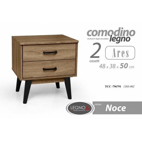 Nachttisch mit zwei Schubladen Nussbaum cm 48 x 38 x 50 h