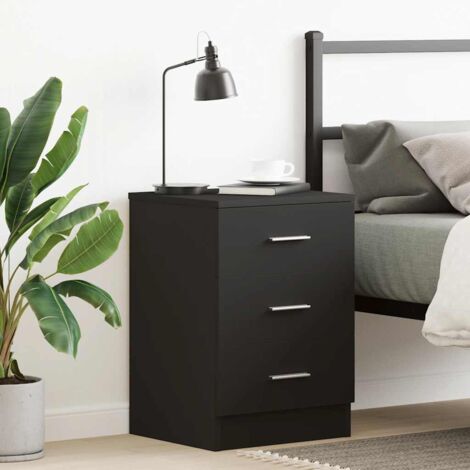 Nachttisch, Nachtkommode, Beistelltisch, Nachtschrank für Schlafzimmer Schwarz 38x35x56 cm Holzwerkstoff MAIW28206 BonneVie