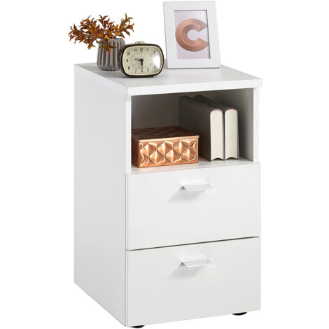 Nachttisch Nachtschrank in weiß CERNA-10, auch für Boxspringbetten geeignet, B/H/T ca. 35/61,5/39,9 cm