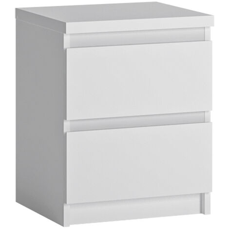 Nachttisch Nachtschrank mit 2 Schubkästen in weiß FORTALEZA-129, B/H/T ca. 40/51,8/40 cm