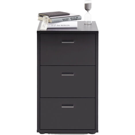 Nachttisch Nachtschrank mit 3 Schubladen in schwarz, VUKA-10, für Boxspringbetten geeignet, B/H/T ca. 35/62,4/39,9 cm