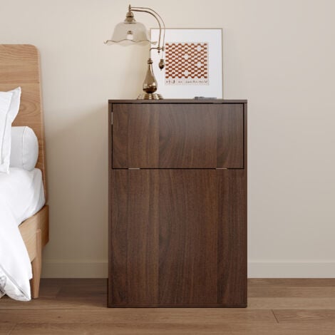 FUFU&GAGA Nachttisch Nachttisch mit Kleiderstange, dunkelbraun, MDF, 50×40×76 cm