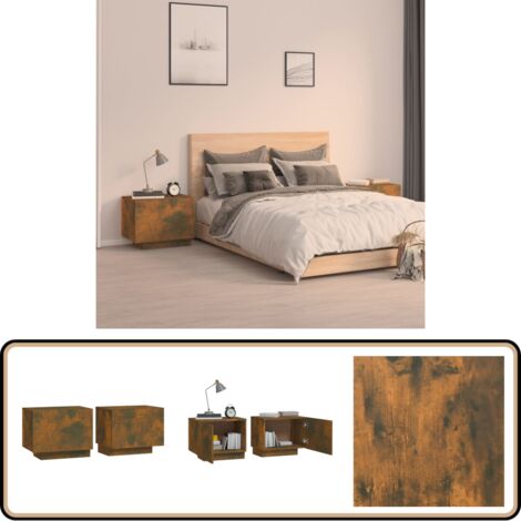 Nachttisch Räuchereiche 100x35x40 cm Holzwerkstoff - Nachtisch - Nachttisch - Wohnzimmermöbel - Schlafzimmereinrichtung - Holzmöbel