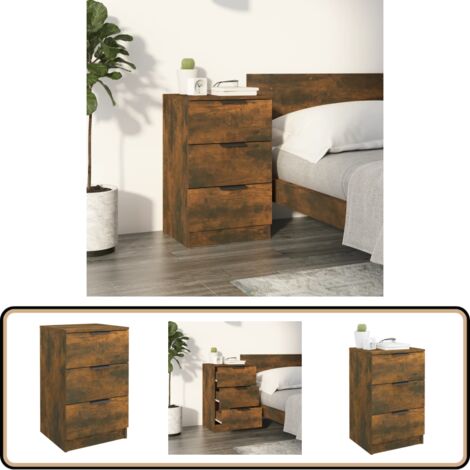 Nachttisch Räuchereiche 40x36x65 cm - Nachttisch - Wohnzimmer - Schlafzimmerschrank - Holzmöbel - Holzwerkstoff