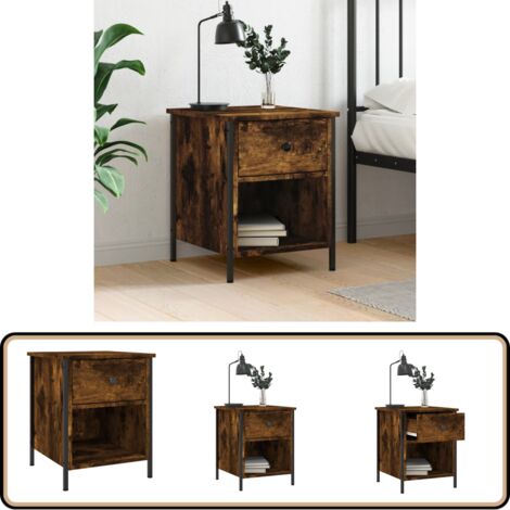 Nachttisch Räuchereiche 40x42x50 cm Holzwerkstoff - Nachttisch - Holzwerkstoff - Esszimmertisch - Couchtisch - Sideboard