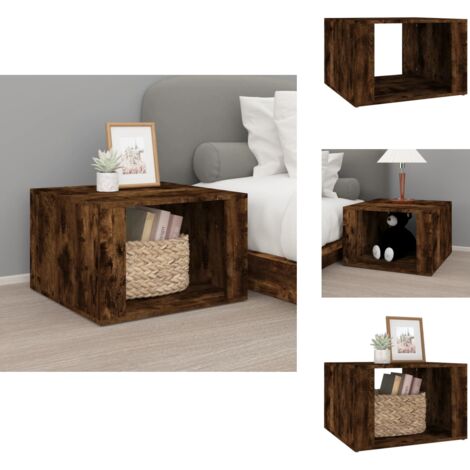 Nachttisch Räuchereiche 57x55x36 cm Holzwerkstoff - Nachttisch - Holzwerkstoff - Beistelltisch - Wohnzimmer Dekoration - Möbel