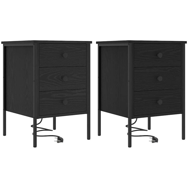 Nachttische 2 Pcs Schwarze Eiche 42 X 41 X 61 Cm Holzwerkstoff Vidaxl