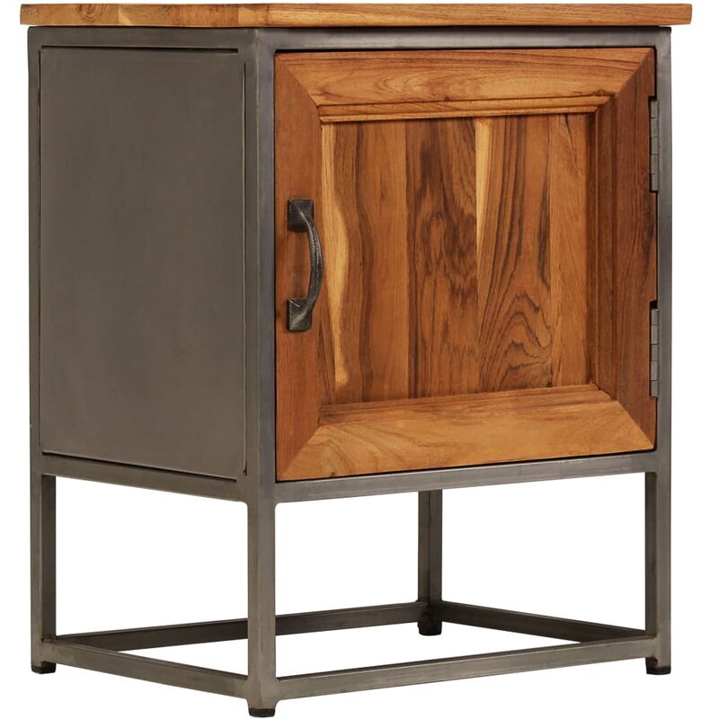 Vidaxl - Nachttisch Recyceltes Teak und Stahl 40 x 30 x 50 cm - Braun