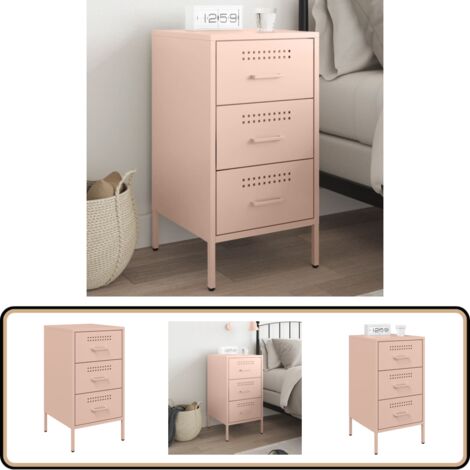 Nachttisch Rosa 36x39x68 cm Stahl - Industriestyl - Nachttisch - Schreibtischlampe - Regal - Wohnraum